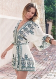 Venus Paisley Print Linen Romper in White Multi Venus Paisley Print Linen Romper in White Multi