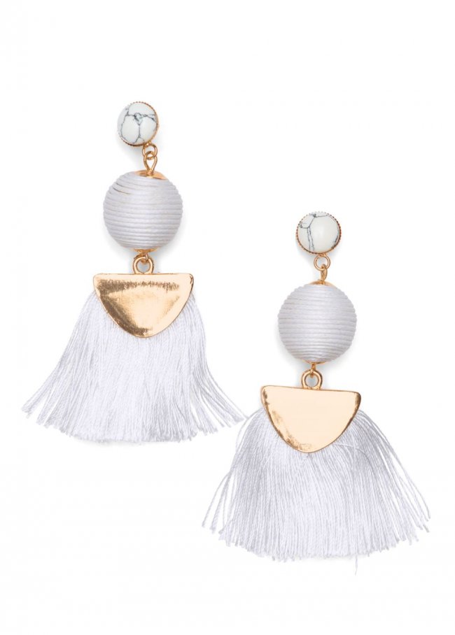 Venus Fringe Drop Earrings in White Venus Fringe Drop Earrings in White