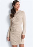 Venus Cable Knit Sweater Dress - Beige Venus Cable Knit Sweater Dress - Beige