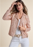 Venus Zip-Front Sequin Jacket in Rose Gold Venus Zip-Front Sequin Jacket in Rose Gold