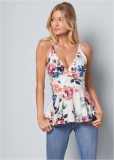 Venus Floral Peplum Top in White Multi Venus Floral Peplum Top in White Multi