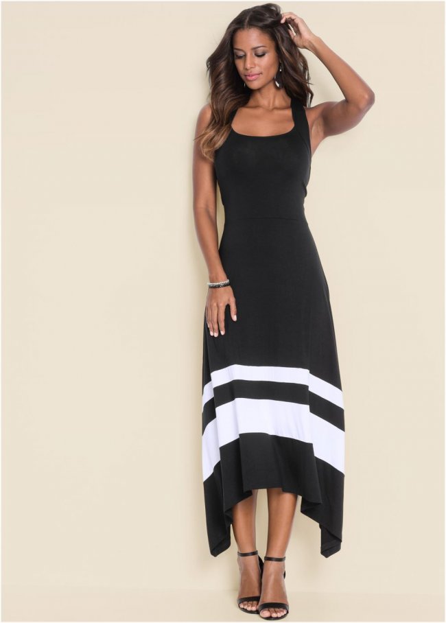 Venus Color Block Maxi Dress - Black & White Venus Color Block Maxi Dress - Black & White