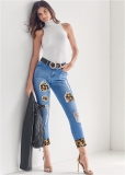 Venus Leopard Cuffed Jeans in Light Wash Venus Leopard Cuffed Jeans in Light Wash