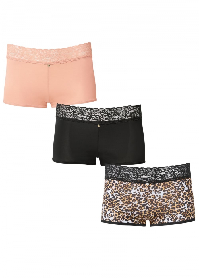 Venus Wild Kat Pearl By Venus? Lace Trim Boyshort 3 Pack