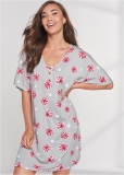 Venus Grey Multi Flutter sleeve nightgown Venus Grey Multi Flutter sleeve nightgown