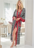 Venus Black Multi LONG SLEEP ROBE Venus Black Multi LONG SLEEP ROBE