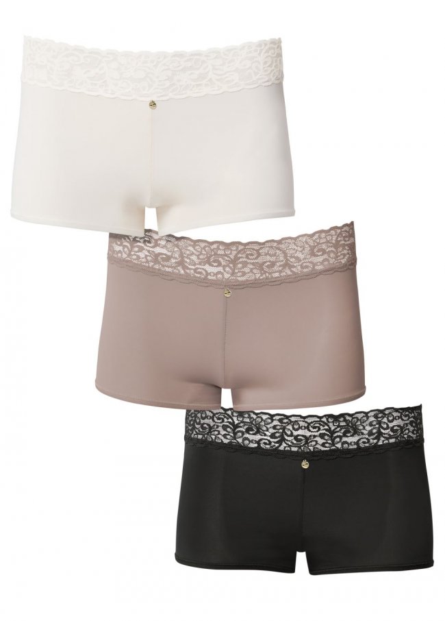 Venus Cherished Classics Pearl By Venus? Lace Trim Boyshort 3 Pack