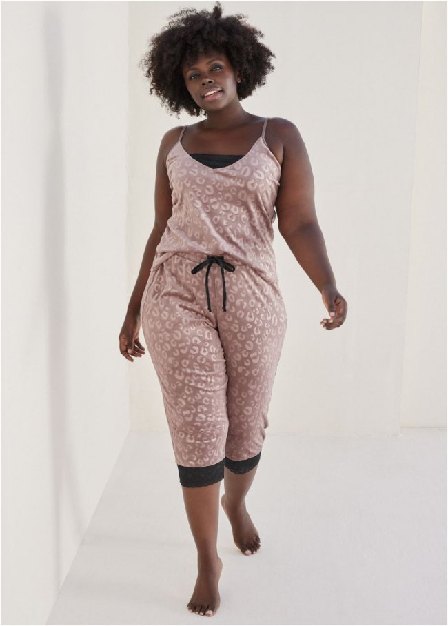 Venus Evening Mauve Multi LACE TRIM PAJAMA SET Venus Evening Mauve Multi LACE TRIM PAJAMA SET