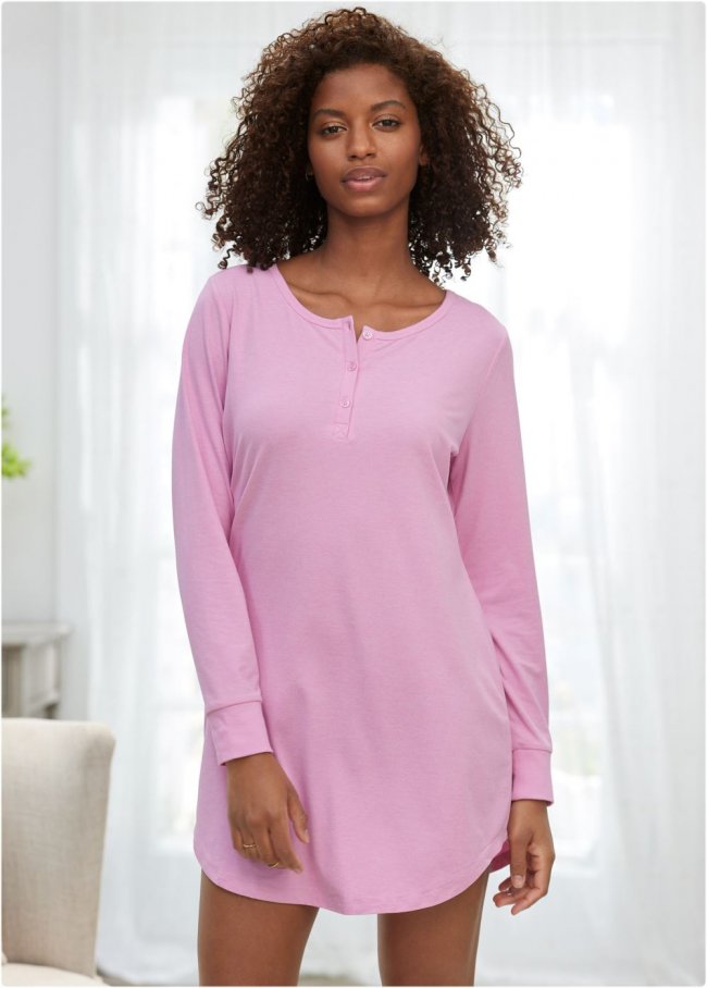 Venus Heathered Pink HENLEY PAJAMA SHIRT Venus Heathered Pink HENLEY PAJAMA SHIRT