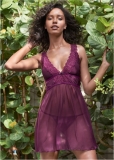 Venus Dark Purple LACE AND MESH BABYDOLL Venus Dark Purple LACE AND MESH BABYDOLL