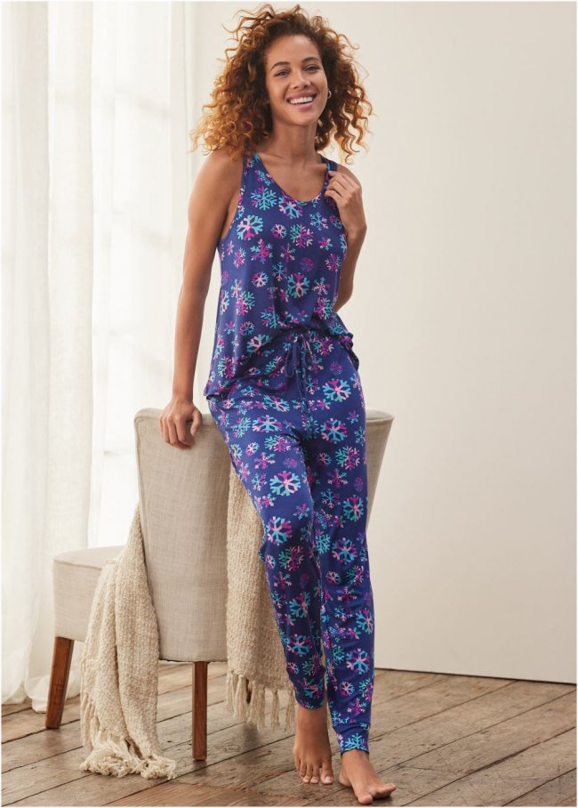 Venus Festive Flurries TANK AND JOGGER PJ SET Venus Festive Flurries TANK AND JOGGER PJ SET