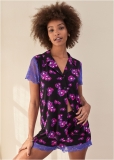 Venus Purple Bloom LACE TRIM PAJAMA SET Venus Purple Bloom LACE TRIM PAJAMA SET