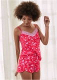 Venus Red Multi LACE DETAIL PAJAMA SET Venus Red Multi LACE DETAIL PAJAMA SET