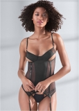 Venus Black OPEN CUP BUSTIER WITH PANTY Venus Black OPEN CUP BUSTIER WITH PANTY