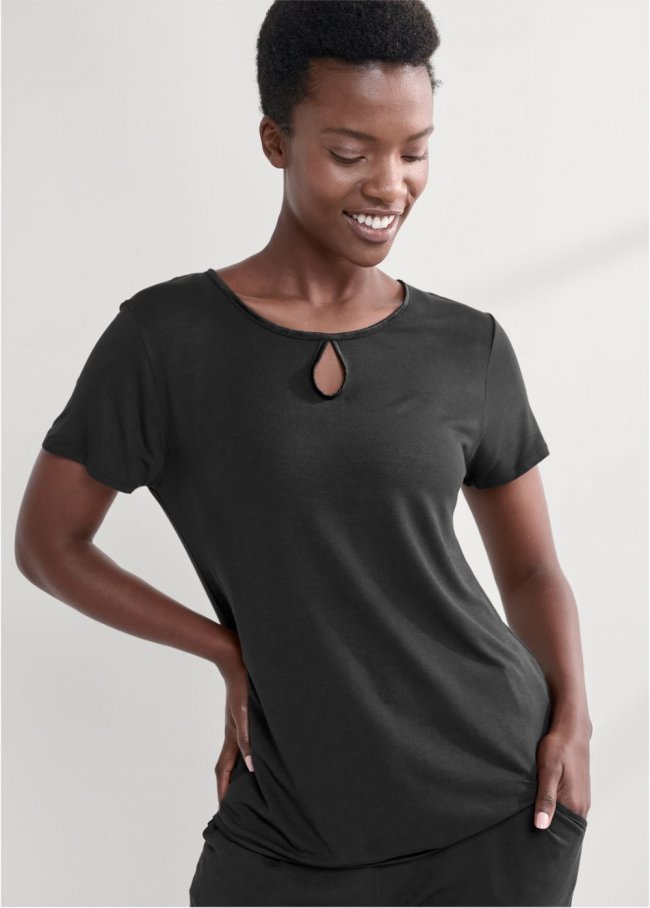 Venus Black SATIN DETAIL SLEEP TOP Venus Black SATIN DETAIL SLEEP TOP