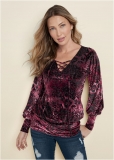 Venus Plus Size Burnout Velvet Top Venus Plus Size Burnout Velvet Top