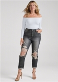 Venus Plus Size New Vintage Boyfriend Jeans in Black Denim Venus Plus Size New Vintage Boyfriend Jeans in Black Denim