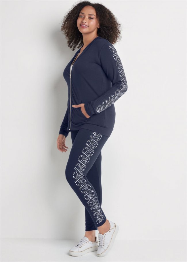 Venus Plus Size Embellished Lounge Pant Set in Navy Venus Plus Size Embellished Lounge Pant Set in Navy