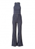 Venus Plus Size Striped Halter Jumpsuit in Navy & White Venus Plus Size Striped Halter Jumpsuit in Navy & White