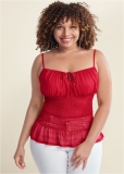 Venus Plus Size Smocked Mesh Top Venus Plus Size Smocked Mesh Top