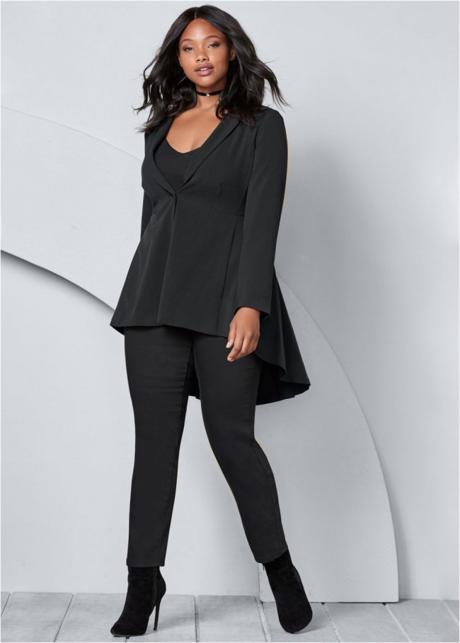 Venus High-Low Blazer in Dark Grey Venus High-Low Blazer in Dark Grey