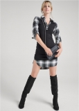 Venus Black & White PLAID DETAIL HENLEY DRESS Venus Black & White PLAID DETAIL HENLEY DRESS