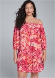 Venus Plus Size Floral Cold-Shoulder Dress Venus Plus Size Floral Cold-Shoulder Dress