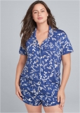 Venus Navy Multi Short Sleeve Pajama Set Venus Navy Multi Short Sleeve Pajama Set