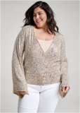 Venus Plus Size Allover Sequin Surplice Top Venus Plus Size Allover Sequin Surplice Top