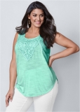 Venus Plus Size Lace Detail Scoop Neck Top Venus Plus Size Lace Detail Scoop Neck Top
