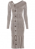 Venus Grey & Black Button-Front Sweater Dress Venus Grey & Black Button-Front Sweater Dress