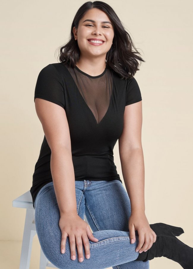 Venus Plus Size Mesh Detail Top Venus Plus Size Mesh Detail Top