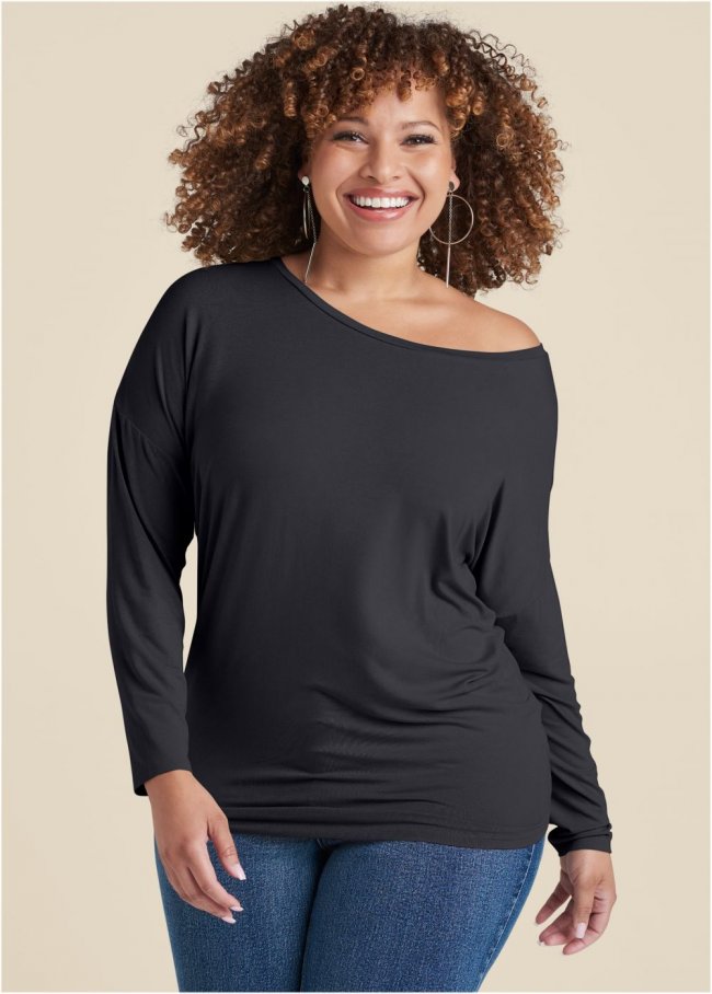 Venus Plus Size Casual Long Sleeve Tee Venus Plus Size Casual Long Sleeve Tee