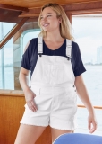Venus Plus Size Denim Overalls in White Denim Venus Plus Size Denim Overalls in White Denim