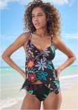 Venus Plus Size Sharkbite Hem Tankini Top Bikini - Moonlit Florals Venus Plus Size Sharkbite Hem Tankini Top Bikini - Moonlit Florals