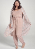Venus Plus Size Cozy Hacci Jumpsuit in Pink Venus Plus Size Cozy Hacci Jumpsuit in Pink