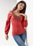 Venus Plus Size Embellished Neckline Top Venus Plus Size Embellished Neckline Top