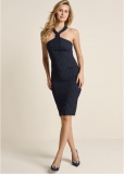 Venus Plus Size Pinstripe Midi Dress Venus Plus Size Pinstripe Midi Dress