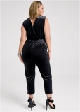 Venus Plus Size Velvet Back Chain Jumpsuit in Black Venus Plus Size Velvet Back Chain Jumpsuit in Black