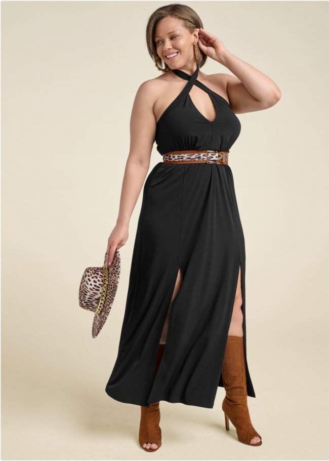 Venus Plus Size Cross Neck Halter Dress Venus Plus Size Cross Neck Halter Dress