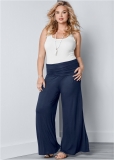 Venus Plus Size Easy Foldover Pants in Navy Venus Plus Size Easy Foldover Pants in Navy