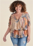 Venus Plus Size Abstract Mirage Printed Top Venus Plus Size Abstract Mirage Printed Top