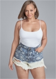 Venus Plus Size Bleached Jean Shorts - Denim Blue Venus Plus Size Bleached Jean Shorts - Denim Blue