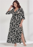 Venus Black Floral Ruffle Nightgown Venus Black Floral Ruffle Nightgown