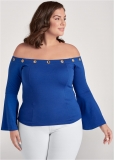 Venus Plus Size Off-The-Shoulder Grommet Top Venus Plus Size Off-The-Shoulder Grommet Top