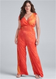 Venus Plus Size Tie Dye Jumpsuit in Orange Multi Venus Plus Size Tie Dye Jumpsuit in Orange Multi