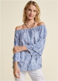 Venus Plus Size Off-The-Shoulder Printed Top Venus Plus Size Off-The-Shoulder Printed Top