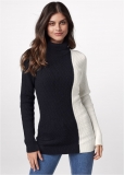 Venus Plus Size Color Block Turtleneck Sweater in Black & Off White Venus Plus Size Color Block Turtleneck Sweater in Black & Off White