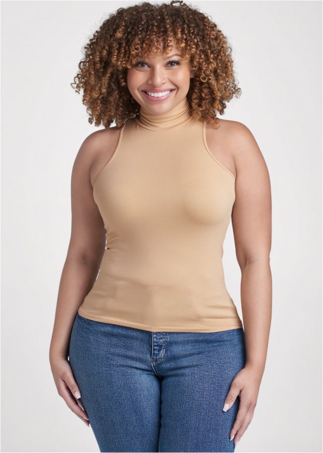 Venus Tan Mock-neck seamless top Venus Tan Mock-neck seamless top