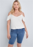 Venus Plus Size Jean Bermuda Shorts - Medium Wash Venus Plus Size Jean Bermuda Shorts - Medium Wash